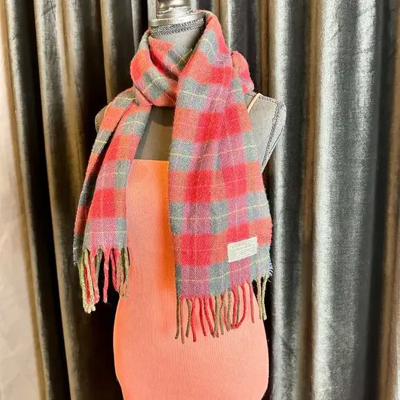 Christian Dior Red Cashmaire 100% acrylic Plaid Scarf GREAT GIFT IDEA! - Picture 2 of 8